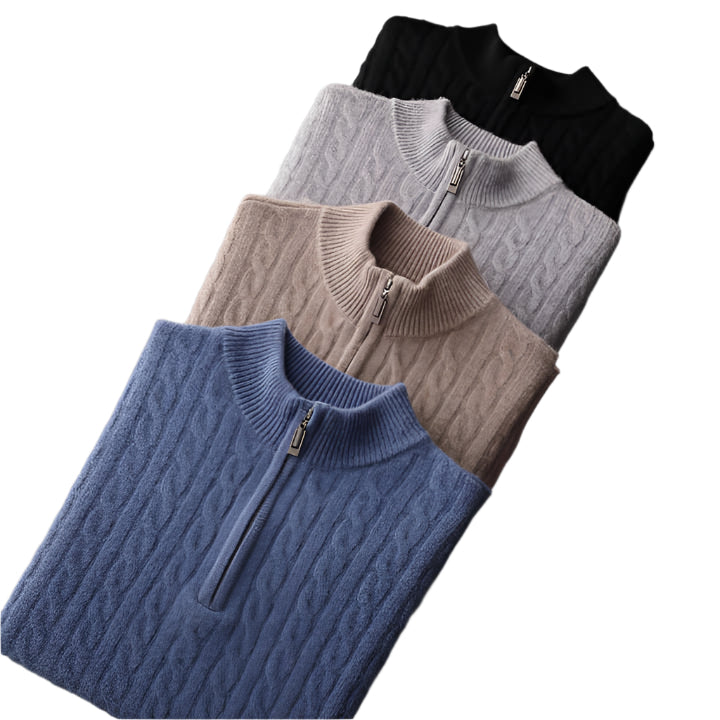 100% TheighT Cashmere Woven Half Zip