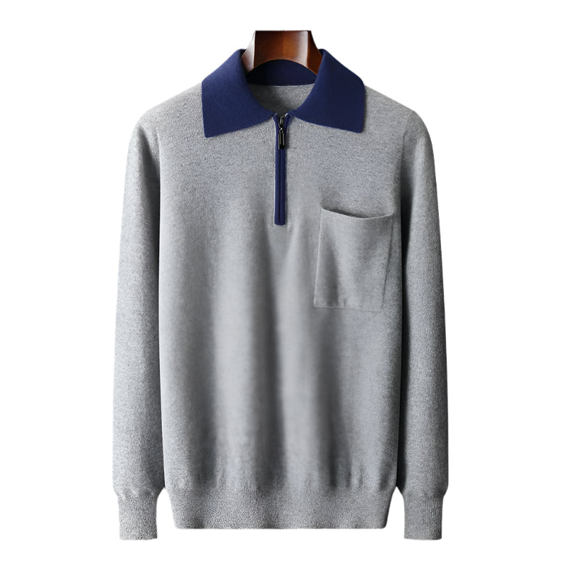 100% TheighT Cashmere Polo Zip Up