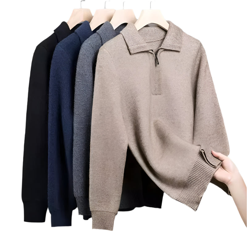 100% TheighT Cashmere Quater Zip Sweater