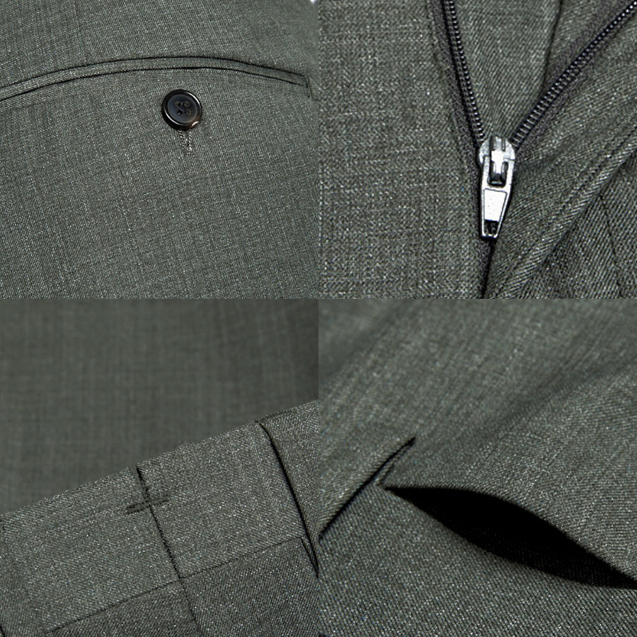 Sage Green Textured Slim Fit Trousers