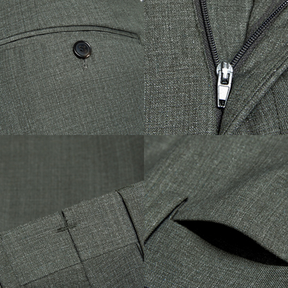 Sage Green Textured Slim Fit Trousers