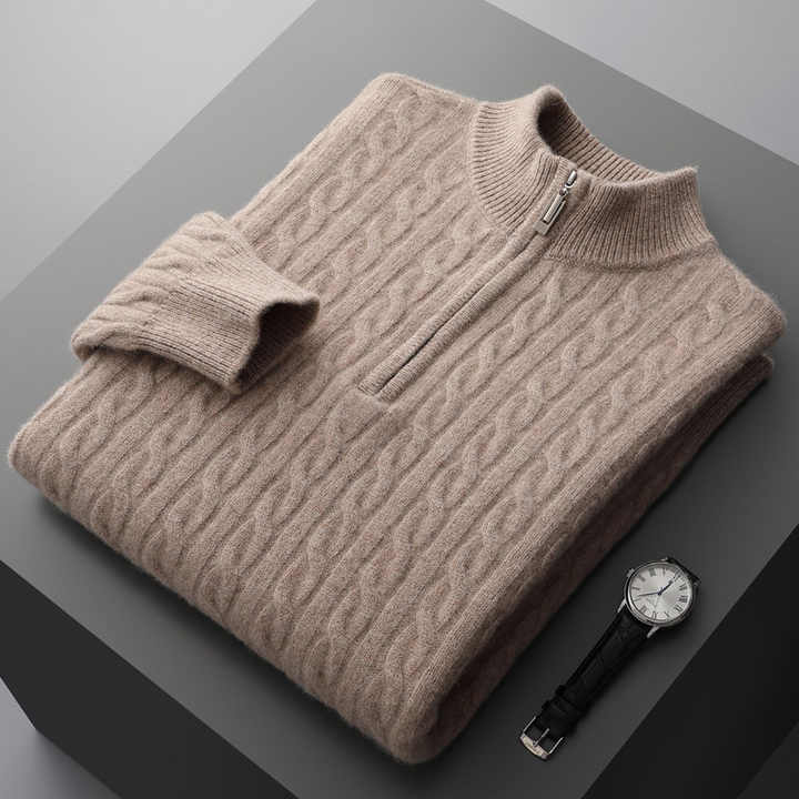 100% TheighT Cashmere  Woven  Half Zip