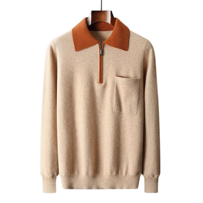 100% TheighT Cashmere Polo Zip Up
